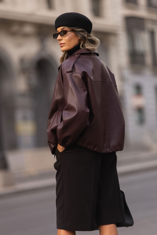 Faux leather jacket with front zip fastening Faux leather jacket with front zip fastening