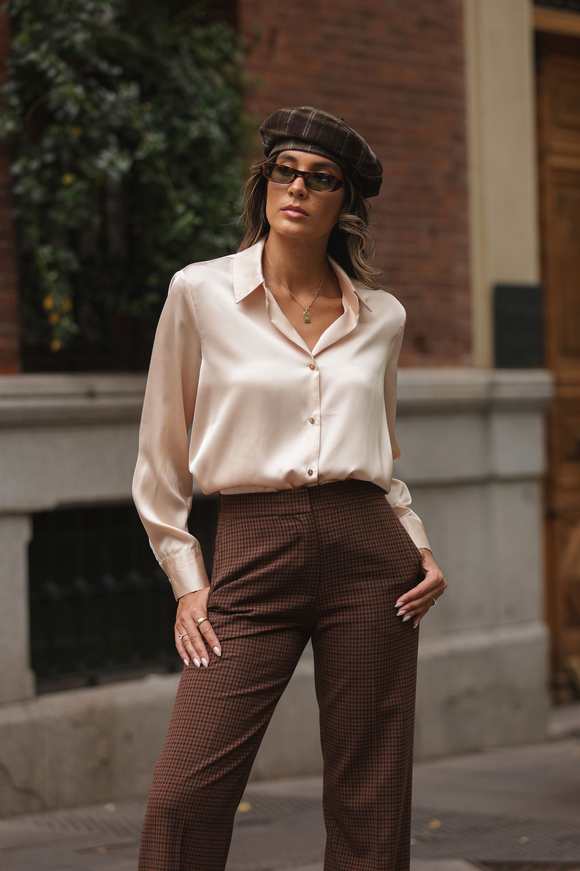 Satin long-sleeve blouse