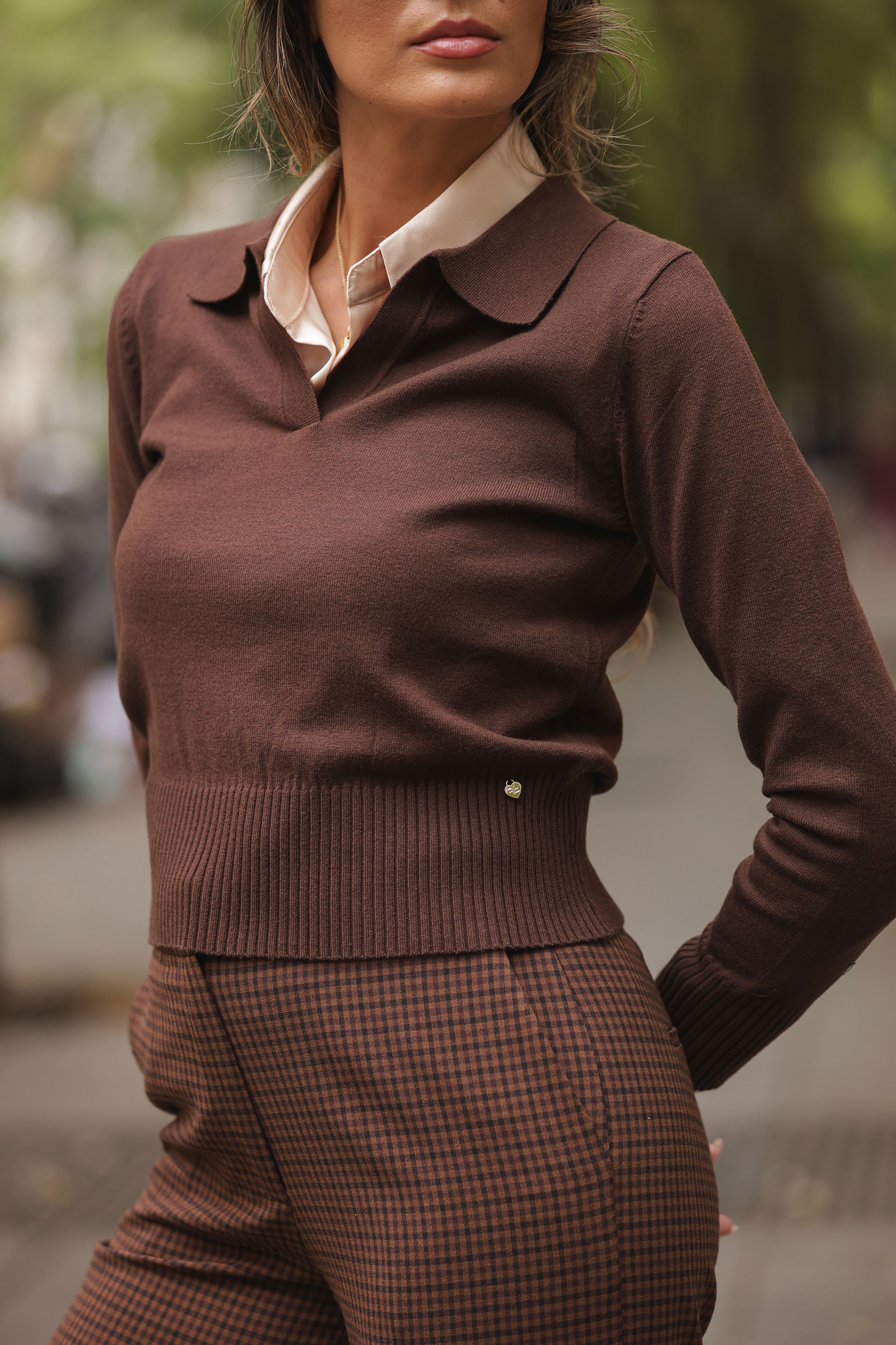 Long-sleeve knit polo