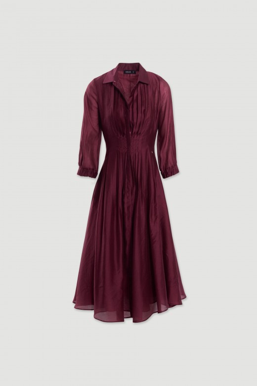 Fluid midi dress with defined waist Fluid midi dress with defined waist
