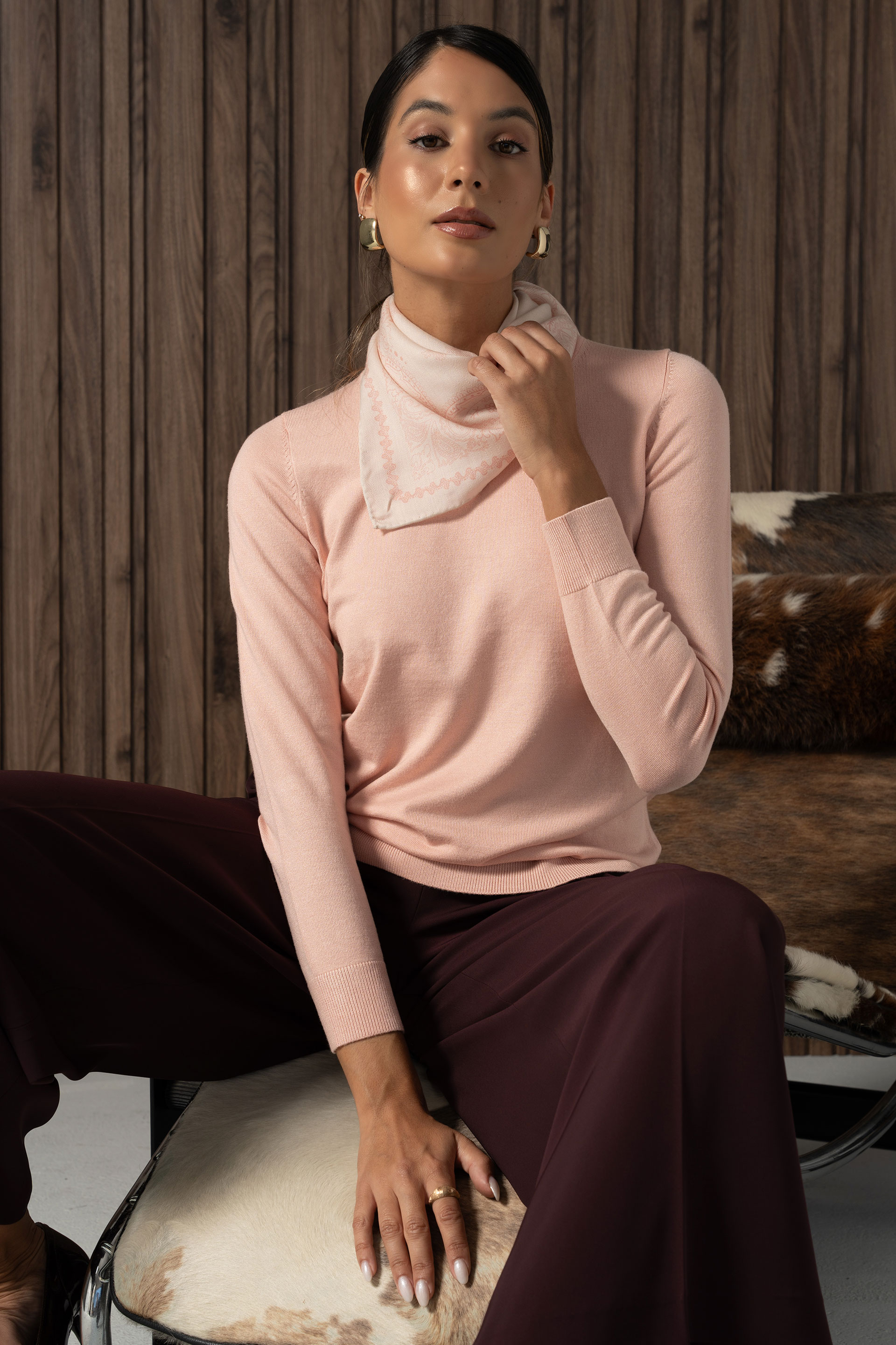 Camisola de malha com decote redondo