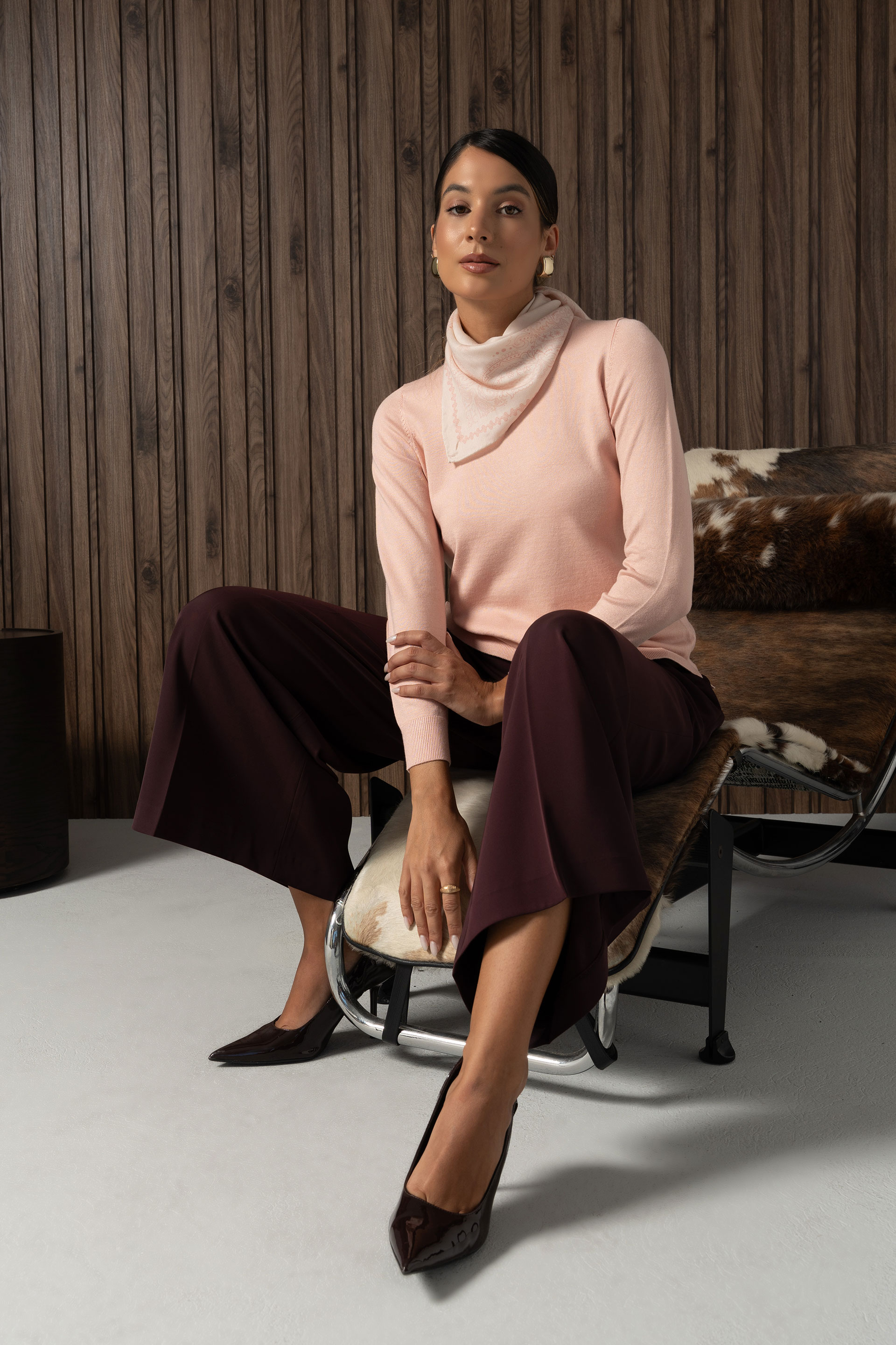 Camisola de malha com decote redondo