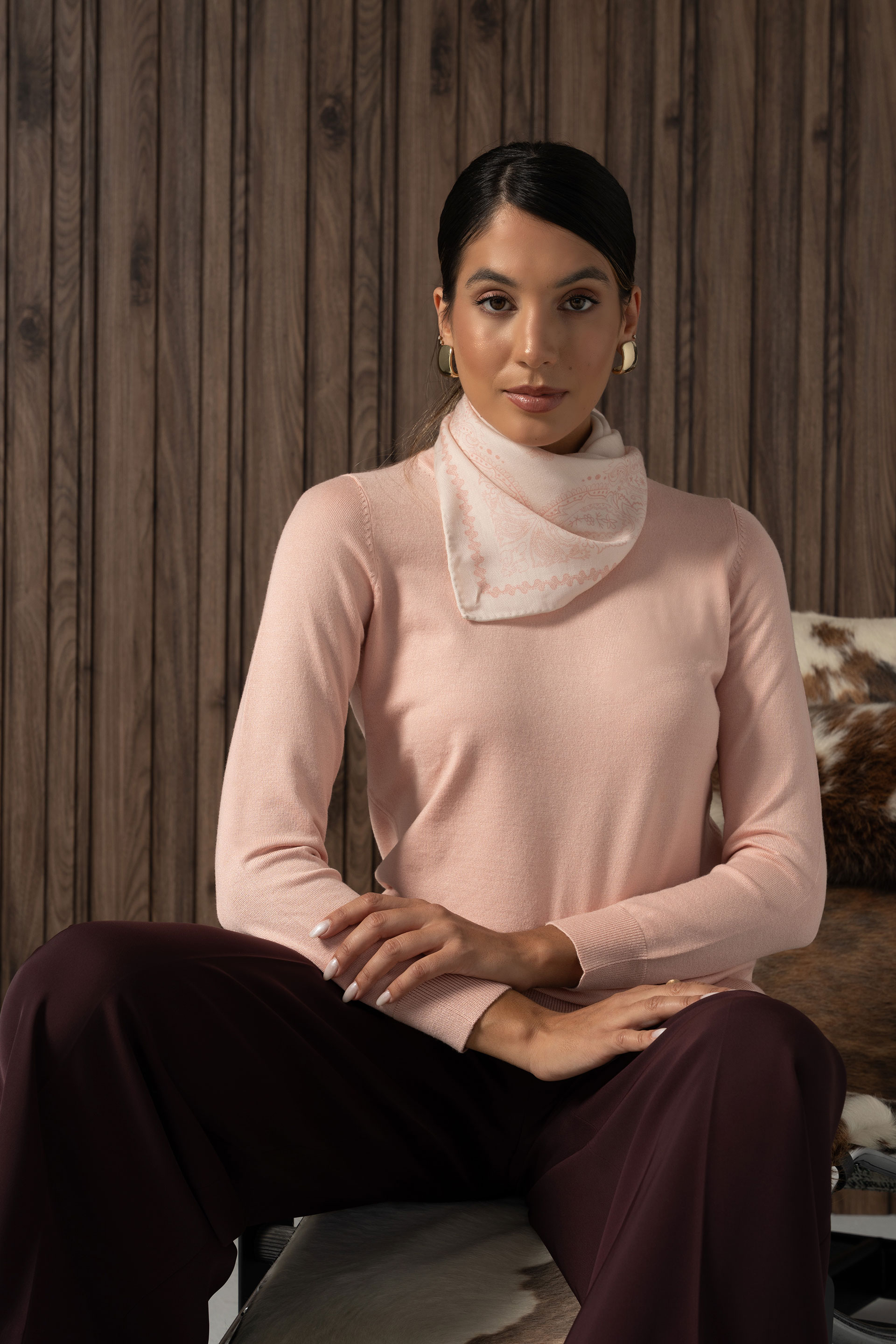 Camisola de malha com decote redondo