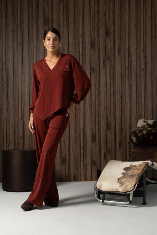 Calça de malha wide leg Calça de malha wide leg