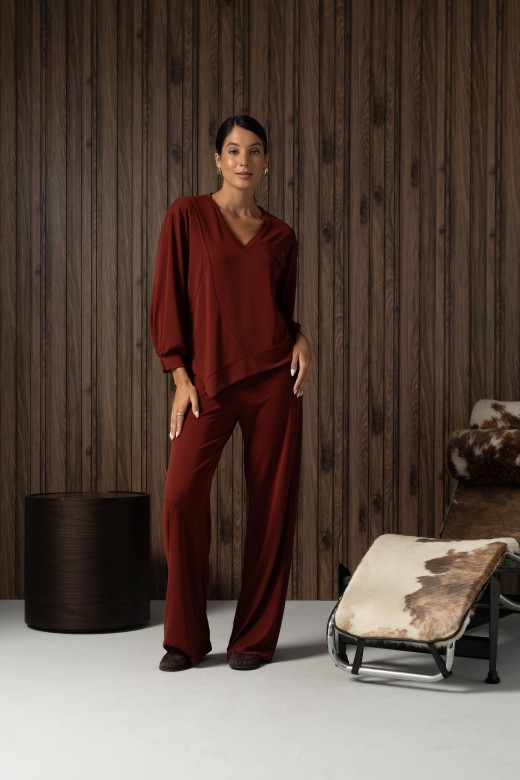Calça de malha wide leg Calça de malha wide leg