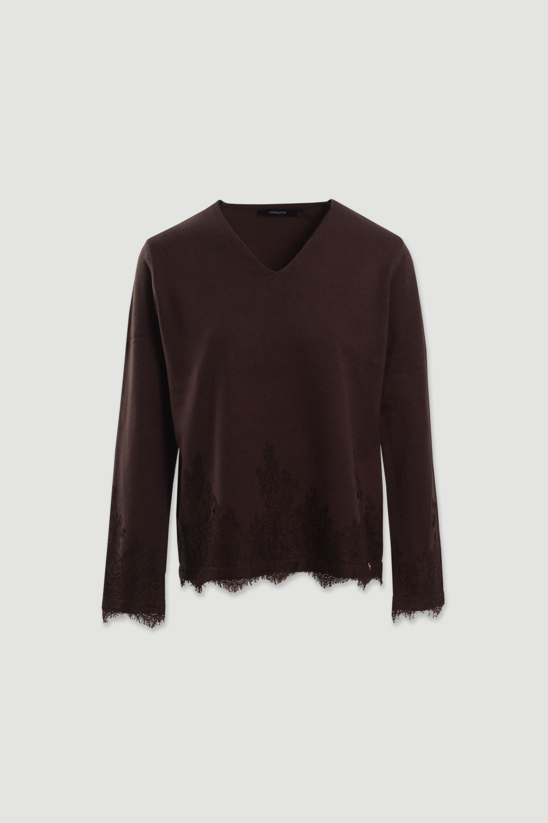 Camisola de malha com detalhe em renda