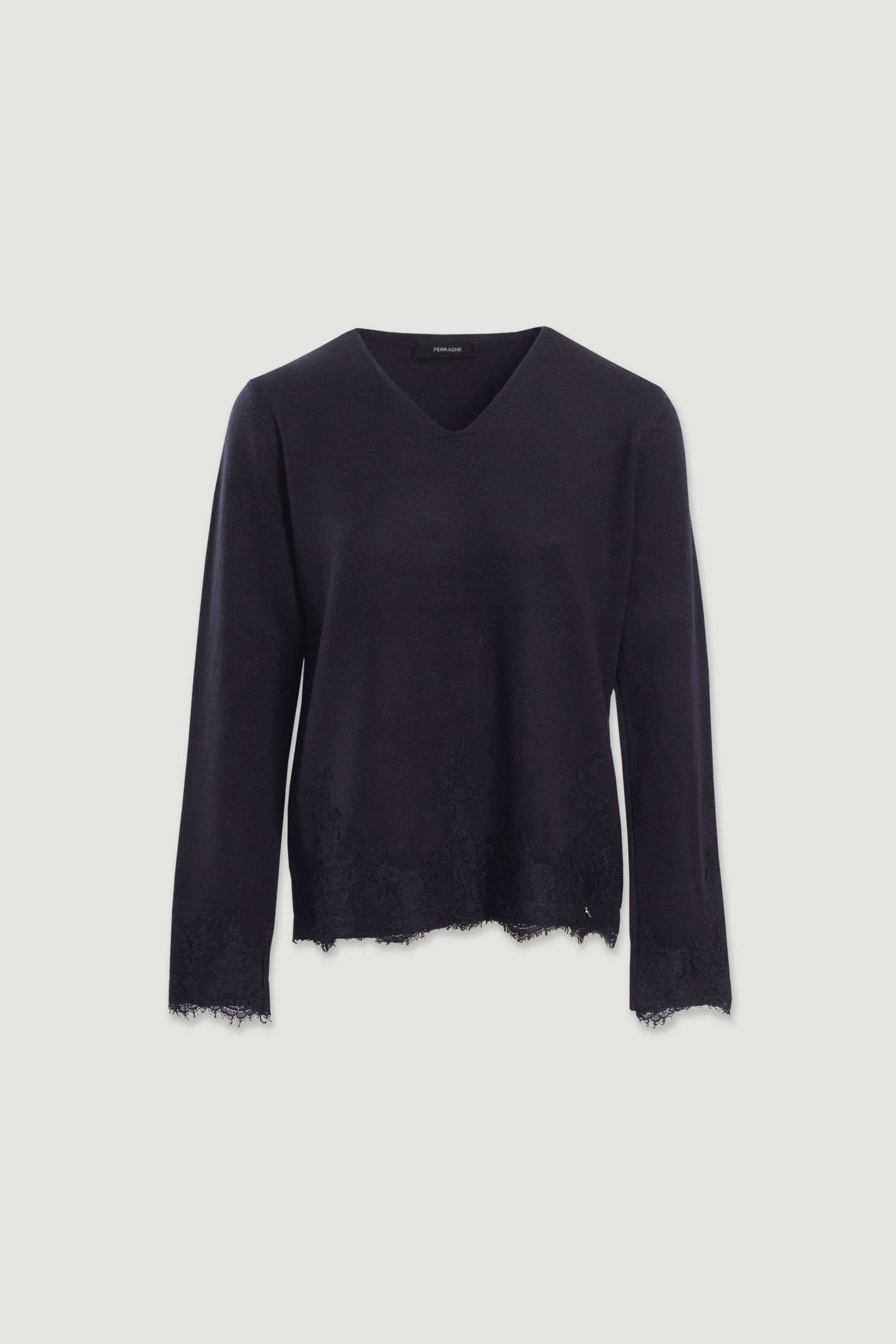 Camisola de malha com detalhe em renda
