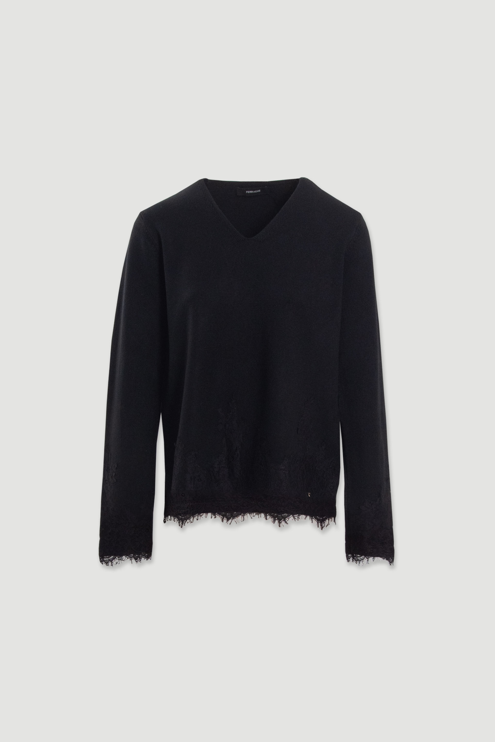 Camisola de malha com detalhe em renda