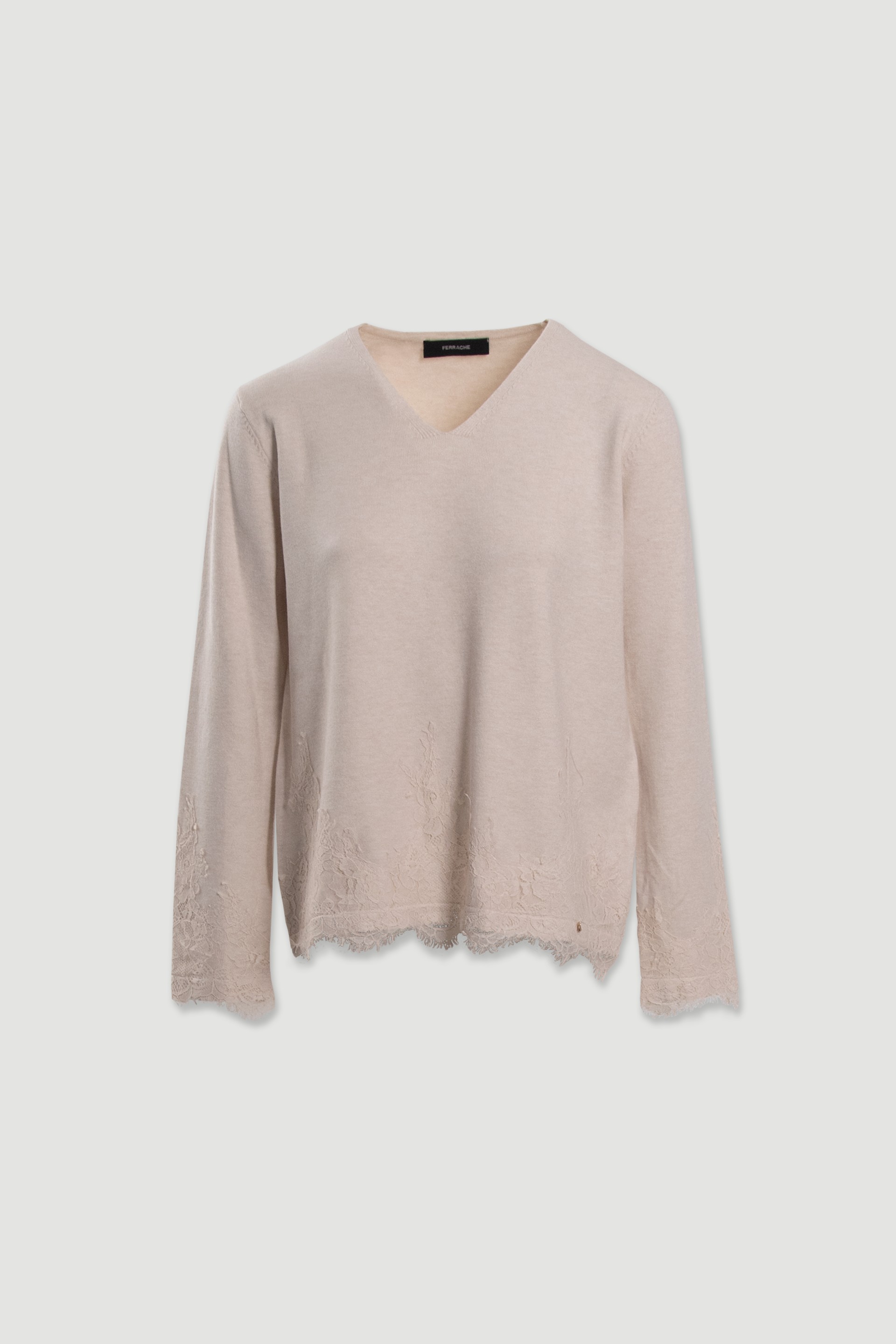 Camisola de malha com detalhe em renda