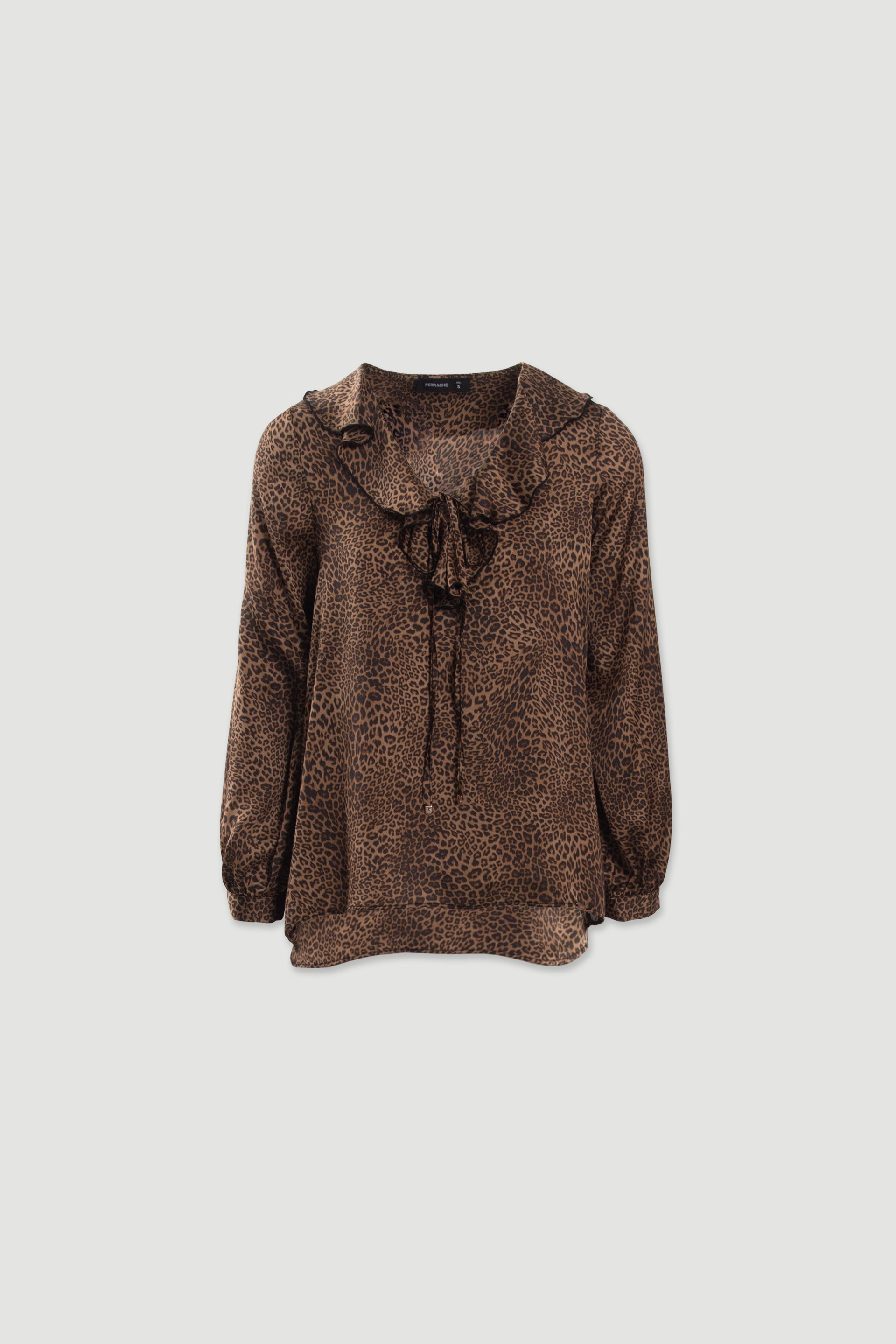 Tunique animal print avec volants et lien à nouer