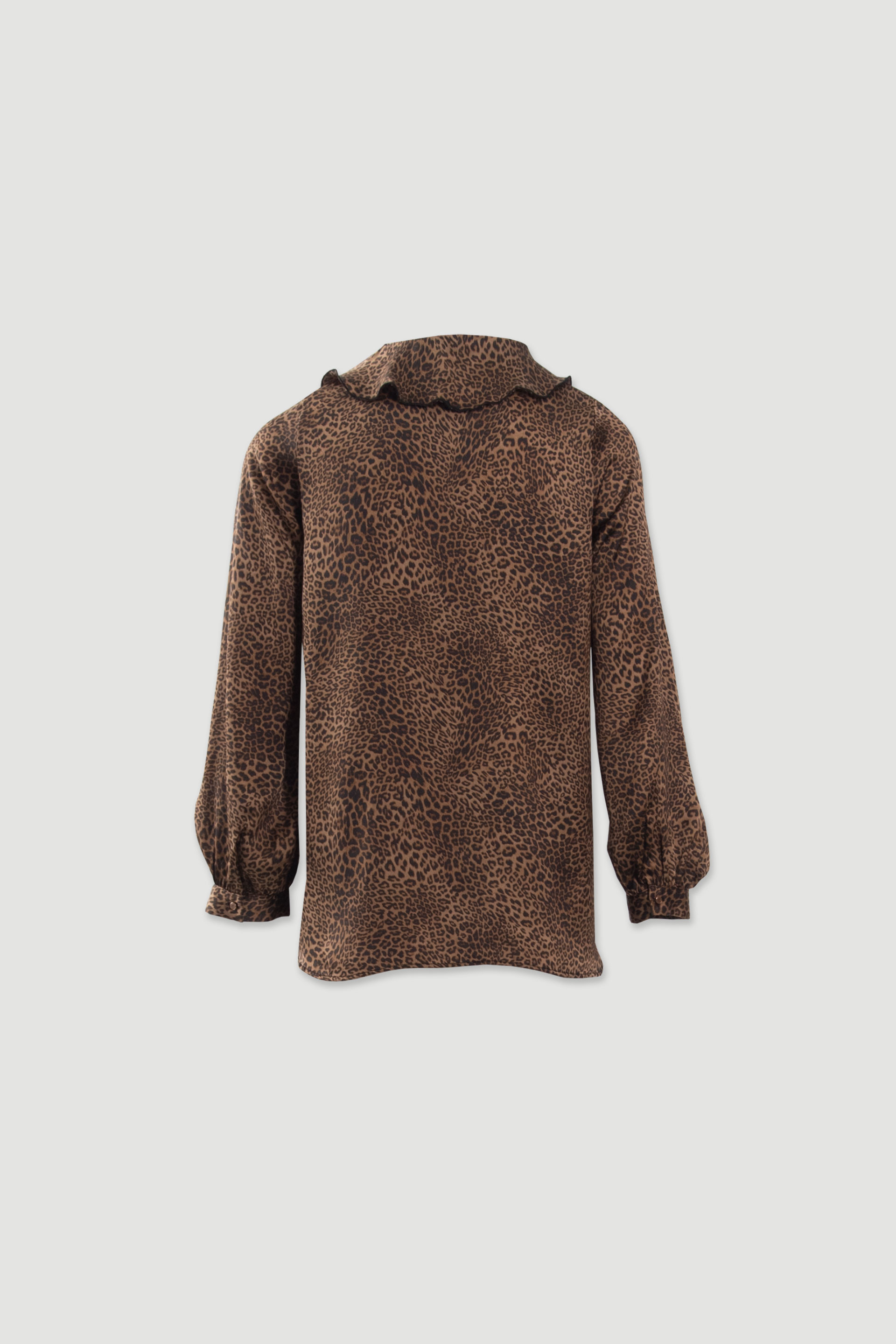 Tunique animal print avec volants et lien à nouer