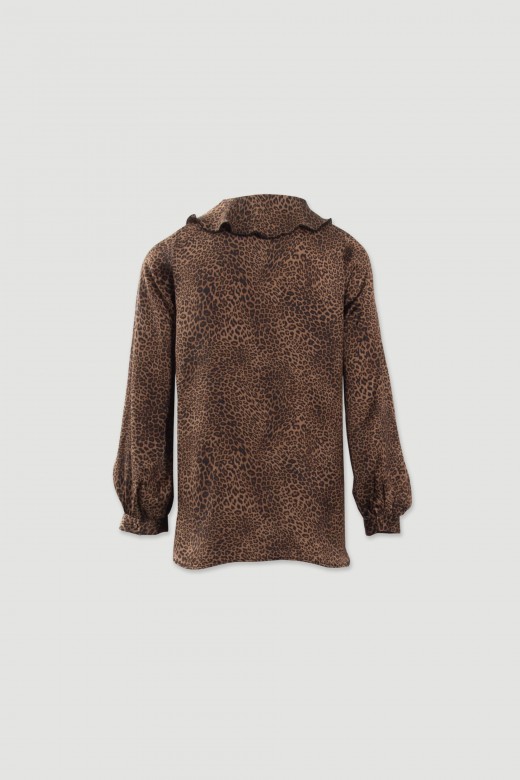 Tunique animal print avec volants et lien à nouer Tunique animal print avec volants et lien à nouer