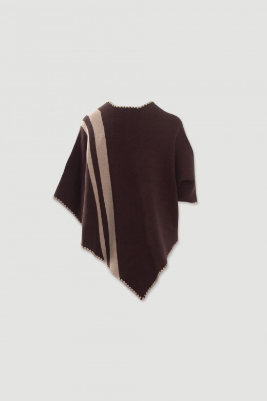 Knit cape with contrasting stripes Knit cape with contrasting stripes