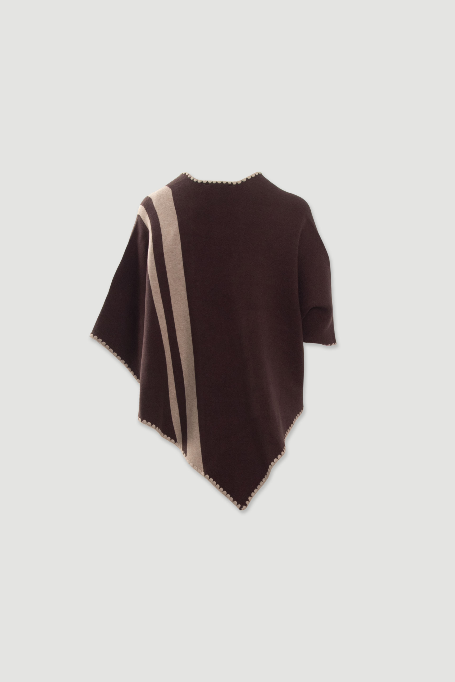 Knit cape with contrasting stripes