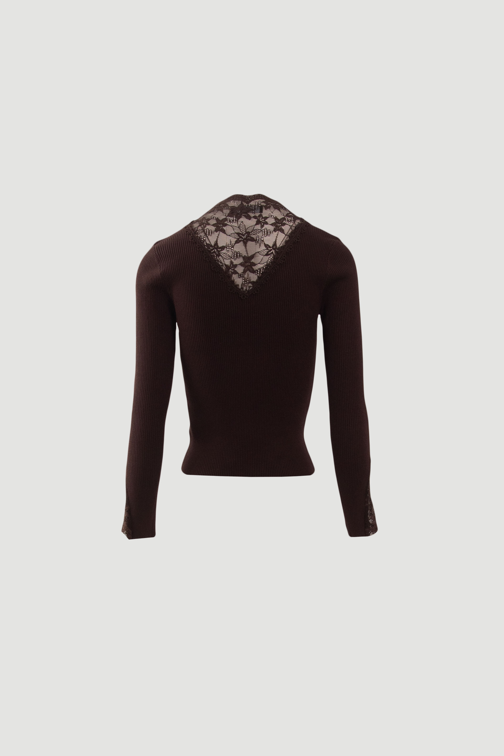 Camisola de malha canelada com renda