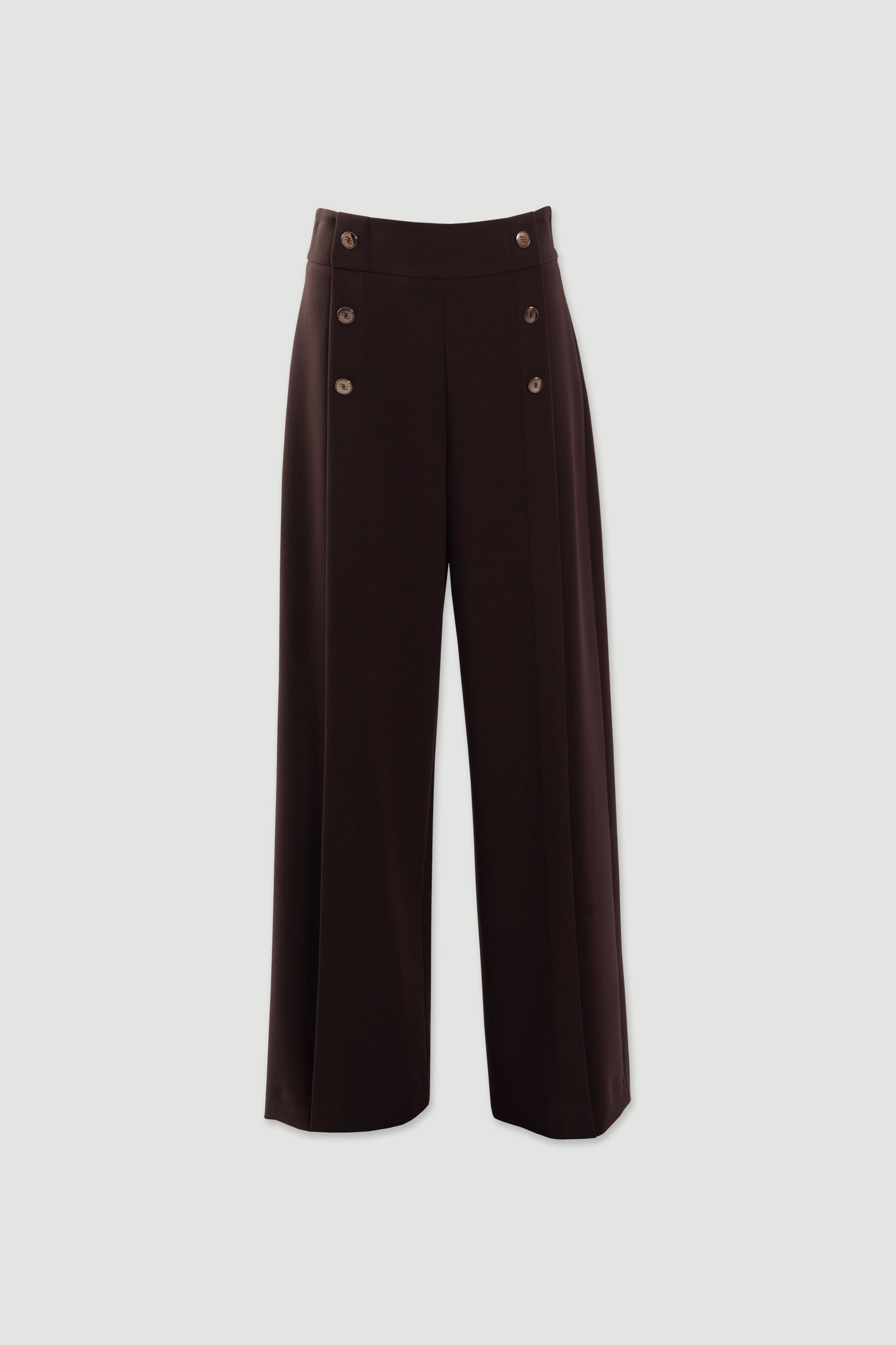 Calça wide leg com botões decorativos