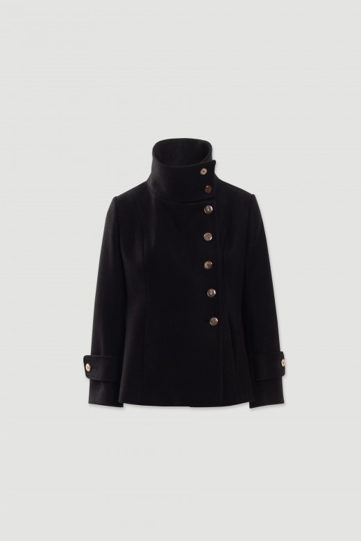 Short tailored coat with side fastening Short tailored coat with side fastening