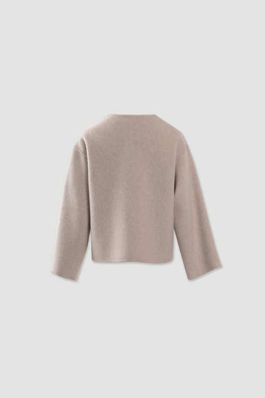 Short wool jacket with scarf-effect collar Short wool jacket with scarf-effect collar