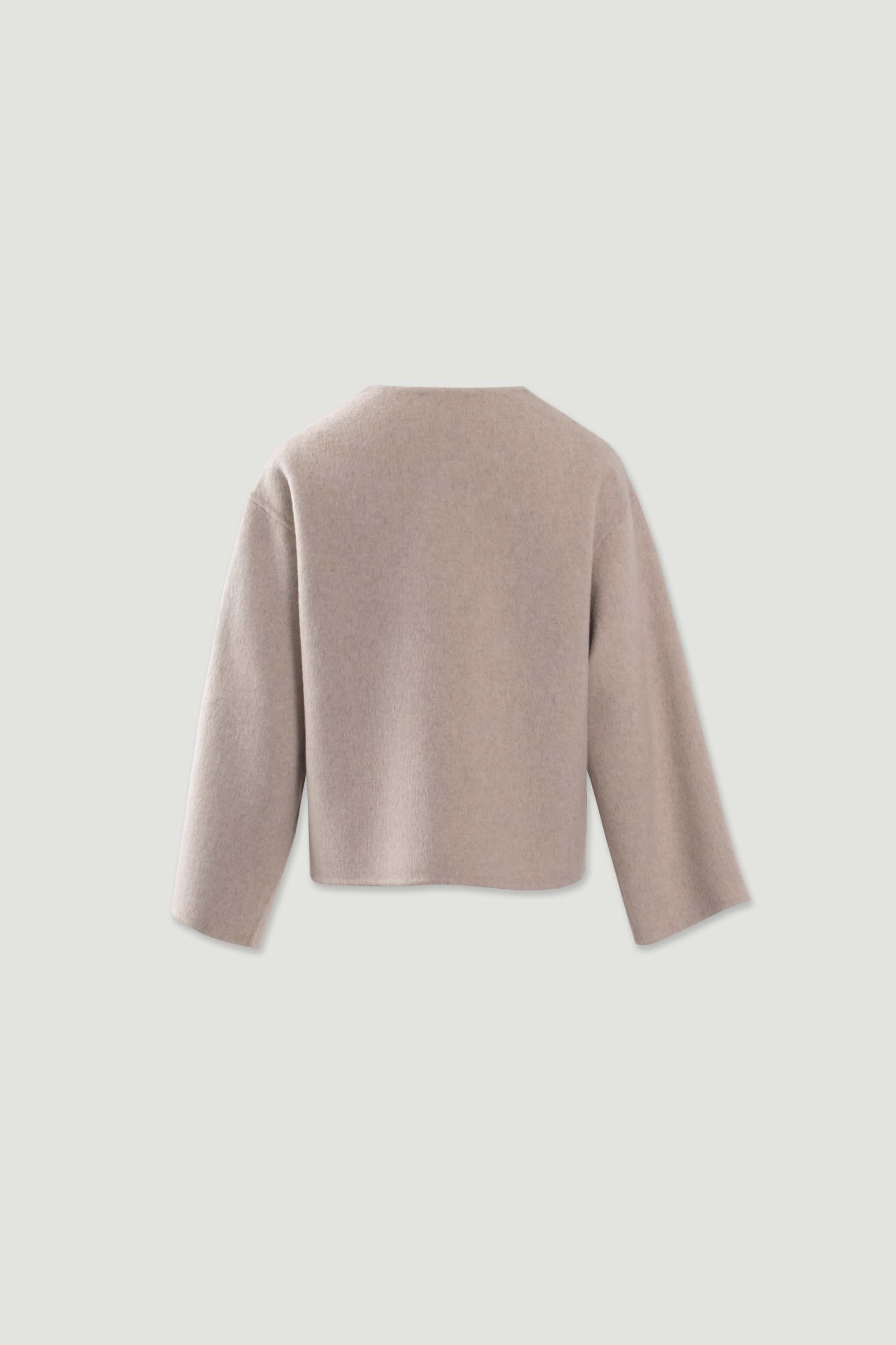 Short wool jacket with scarf-effect collar