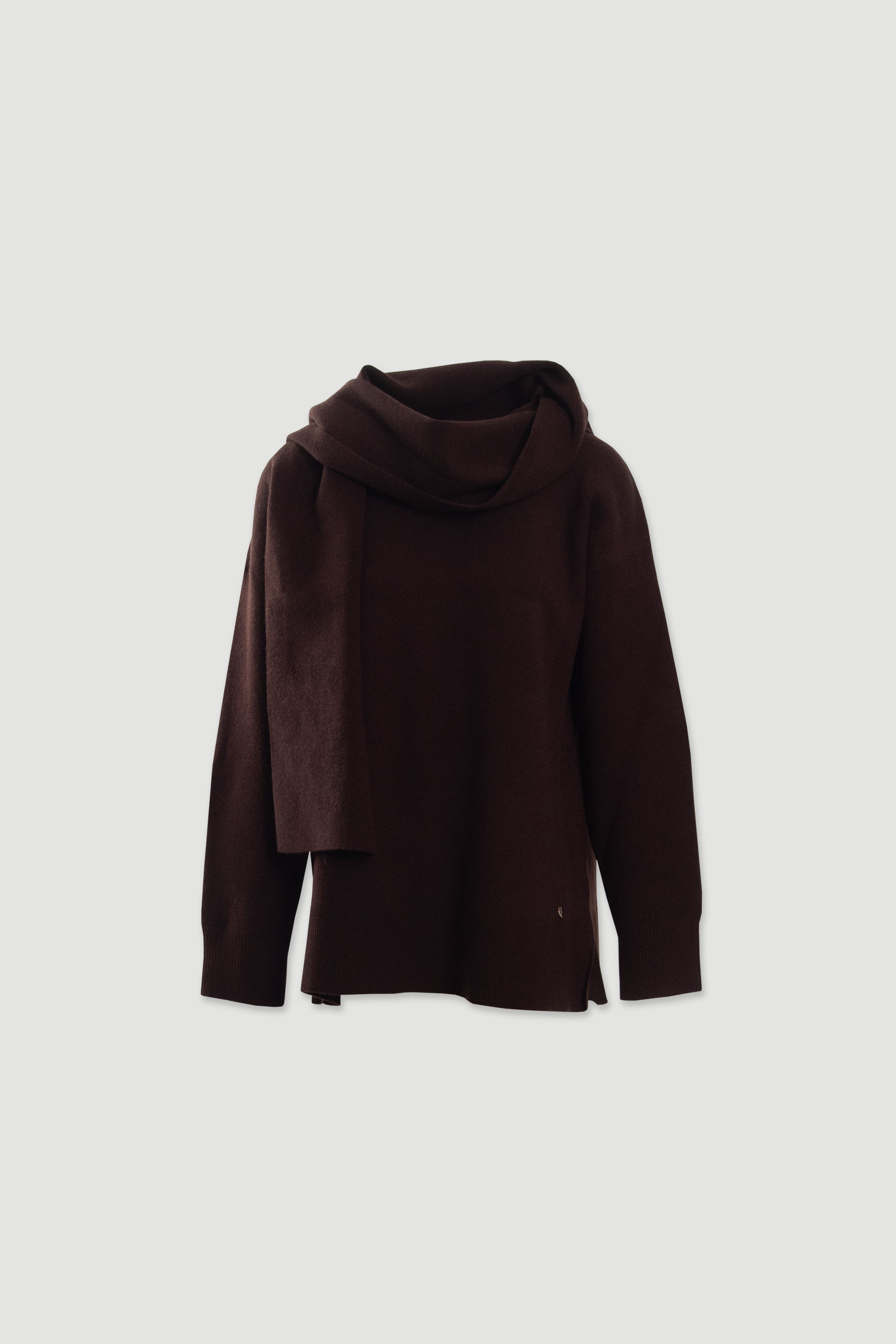 Camisola de malha com gola cachecol
