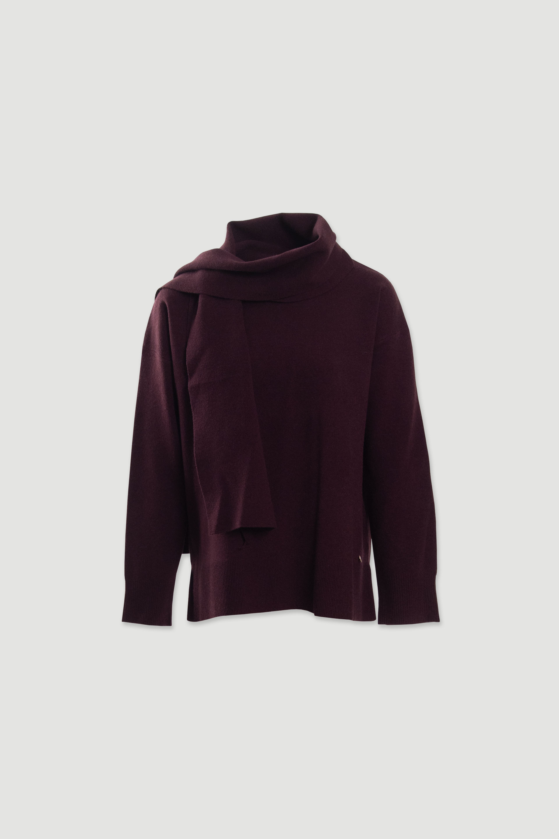 Camisola de malha com gola cachecol
