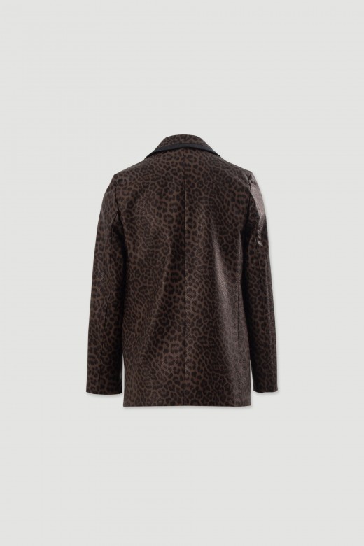 Casaco efeito pele animal print Casaco efeito pele animal print