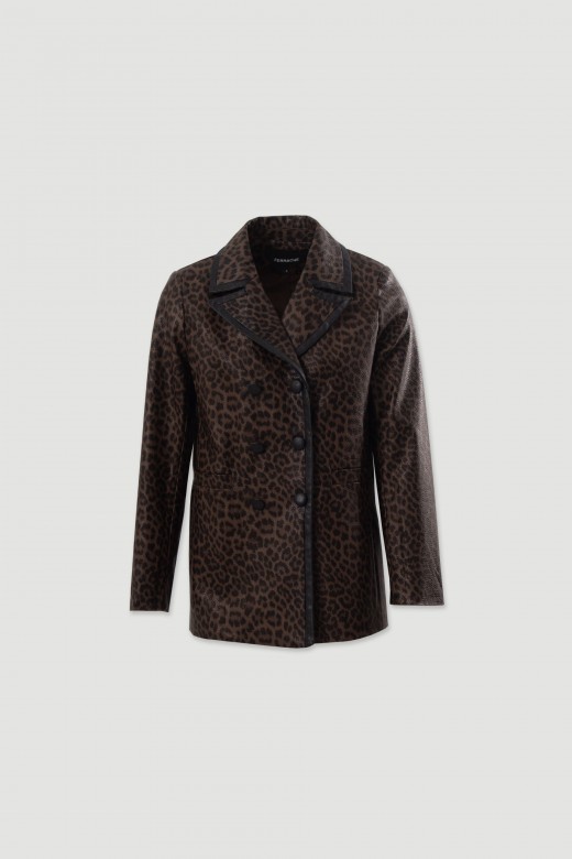 Casaco efeito pele animal print Casaco efeito pele animal print