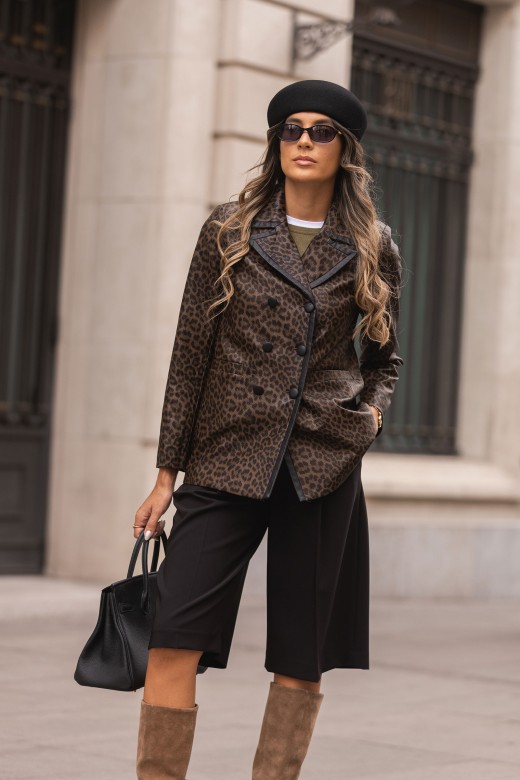 Casaco efeito pele animal print