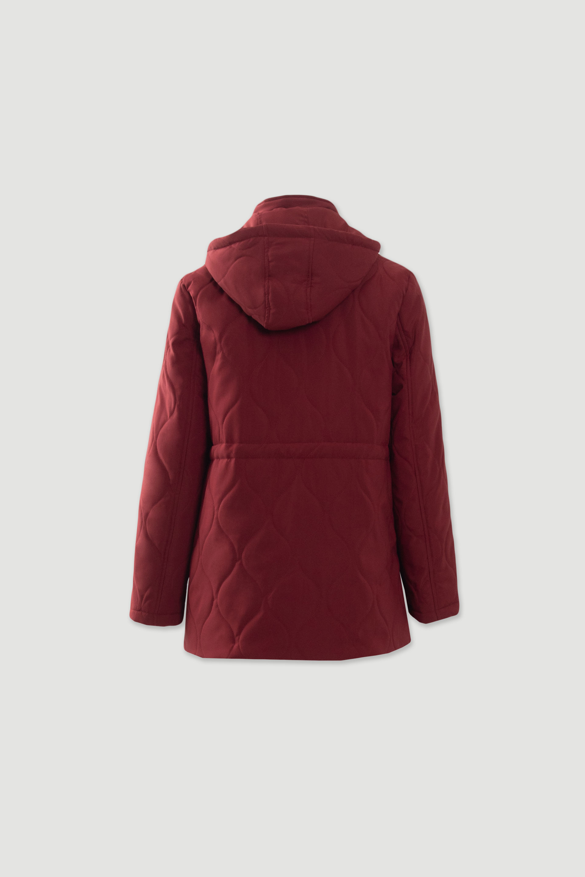 Parka acolchoada com capuz e cintura ajustável