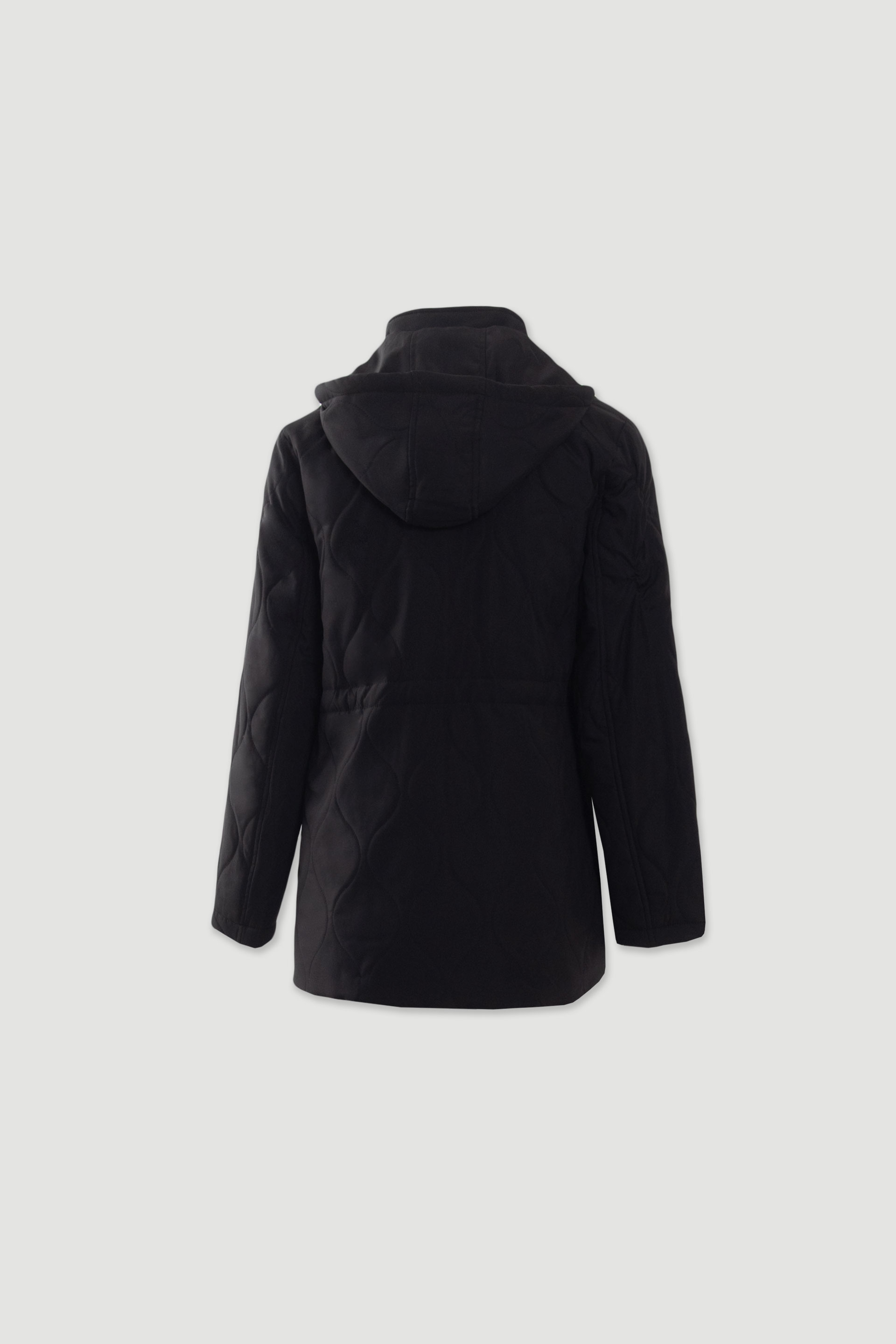 Parka acolchoada com capuz e cintura ajustável
