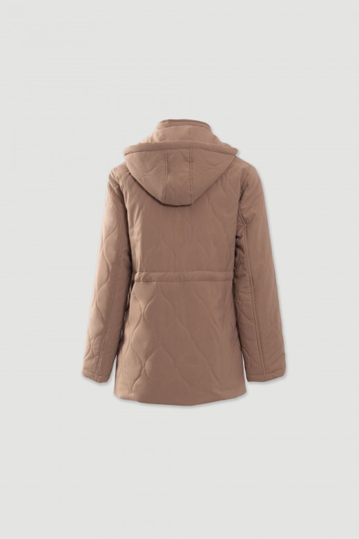Quilted parka with hood and adjustable waist Quilted parka with hood and adjustable waist