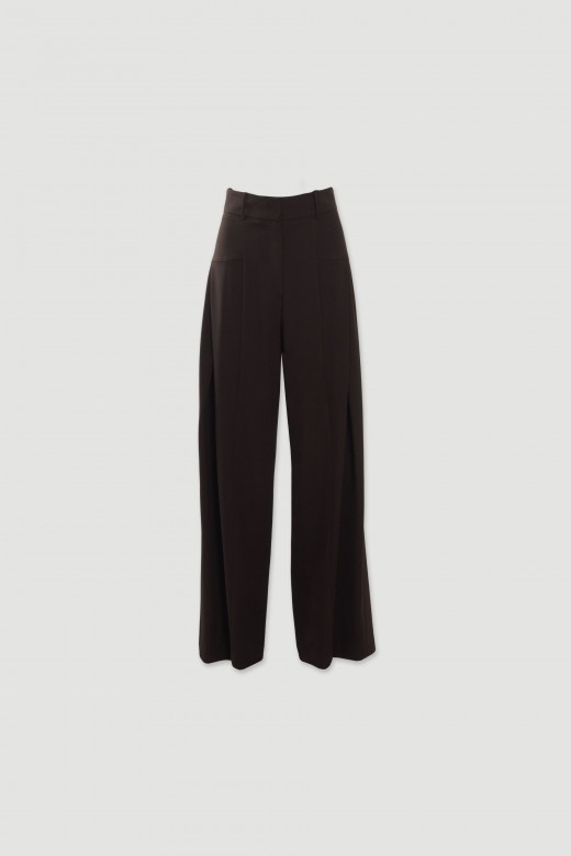 Pantalon wide leg fluide avec pli Pantalon wide leg fluide avec pli
