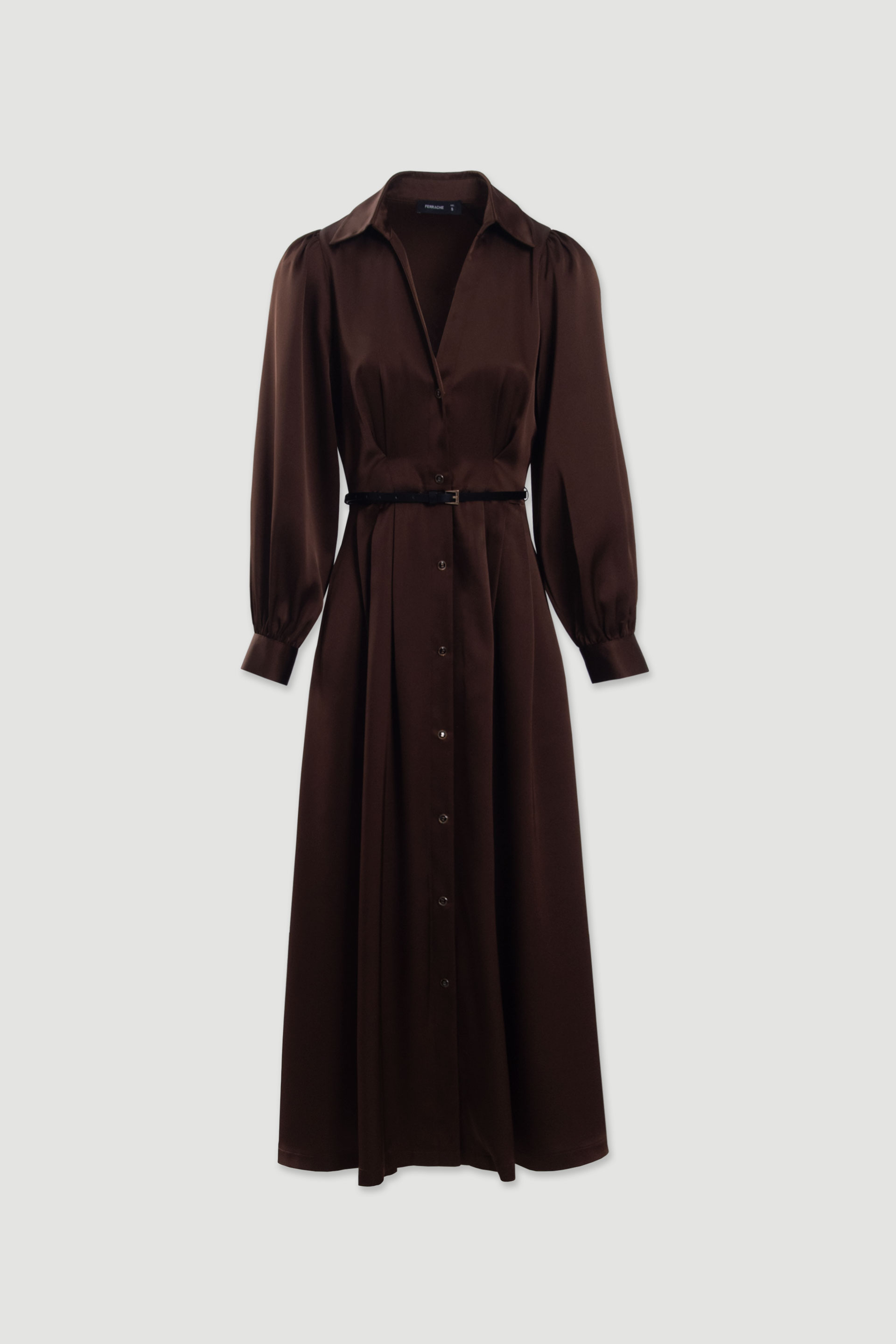 Vestido midi fluido con cinturón