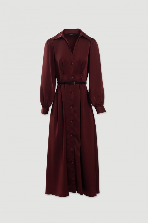 Vestido midi fluido con cintur�n