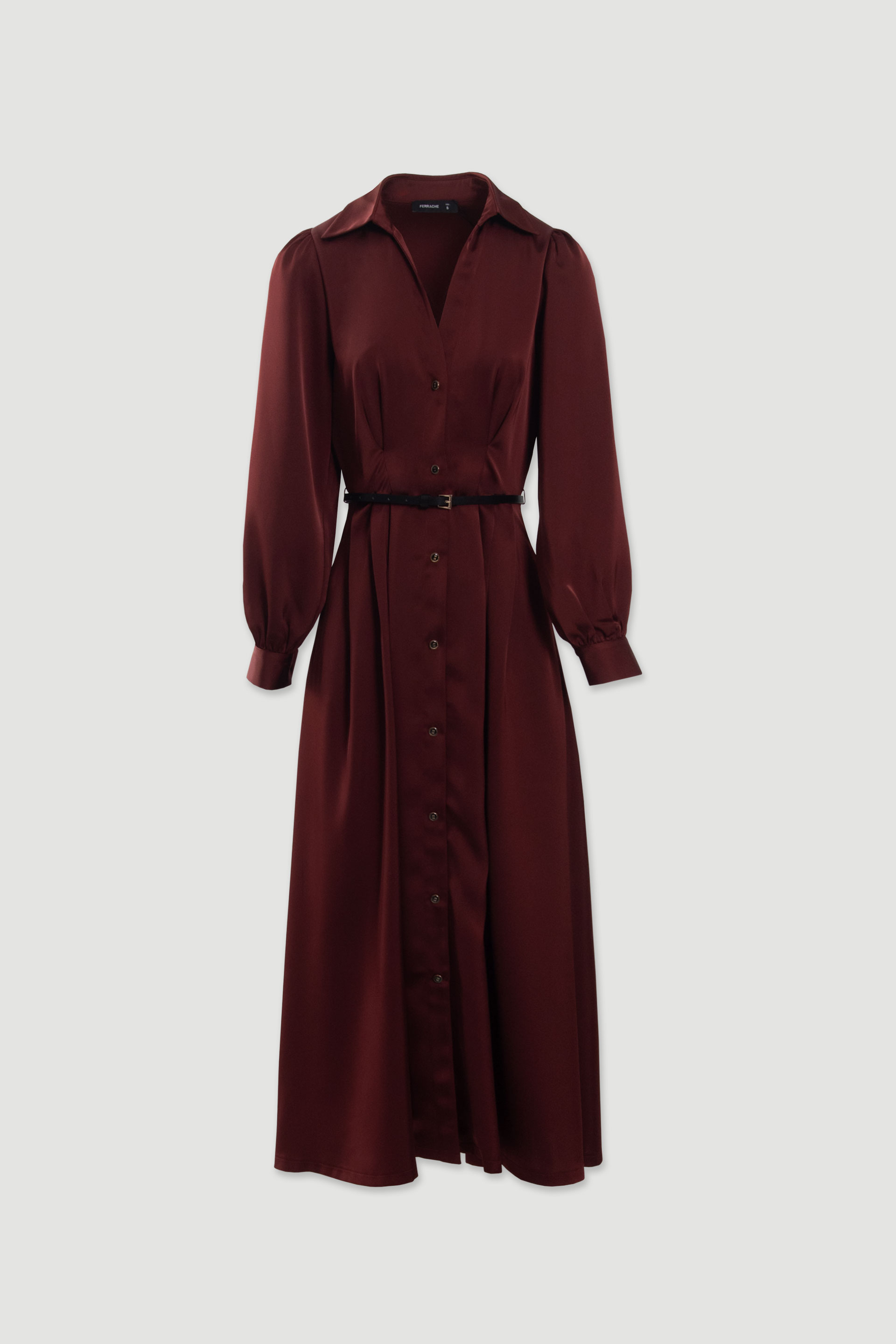 Vestido midi fluido con cinturón