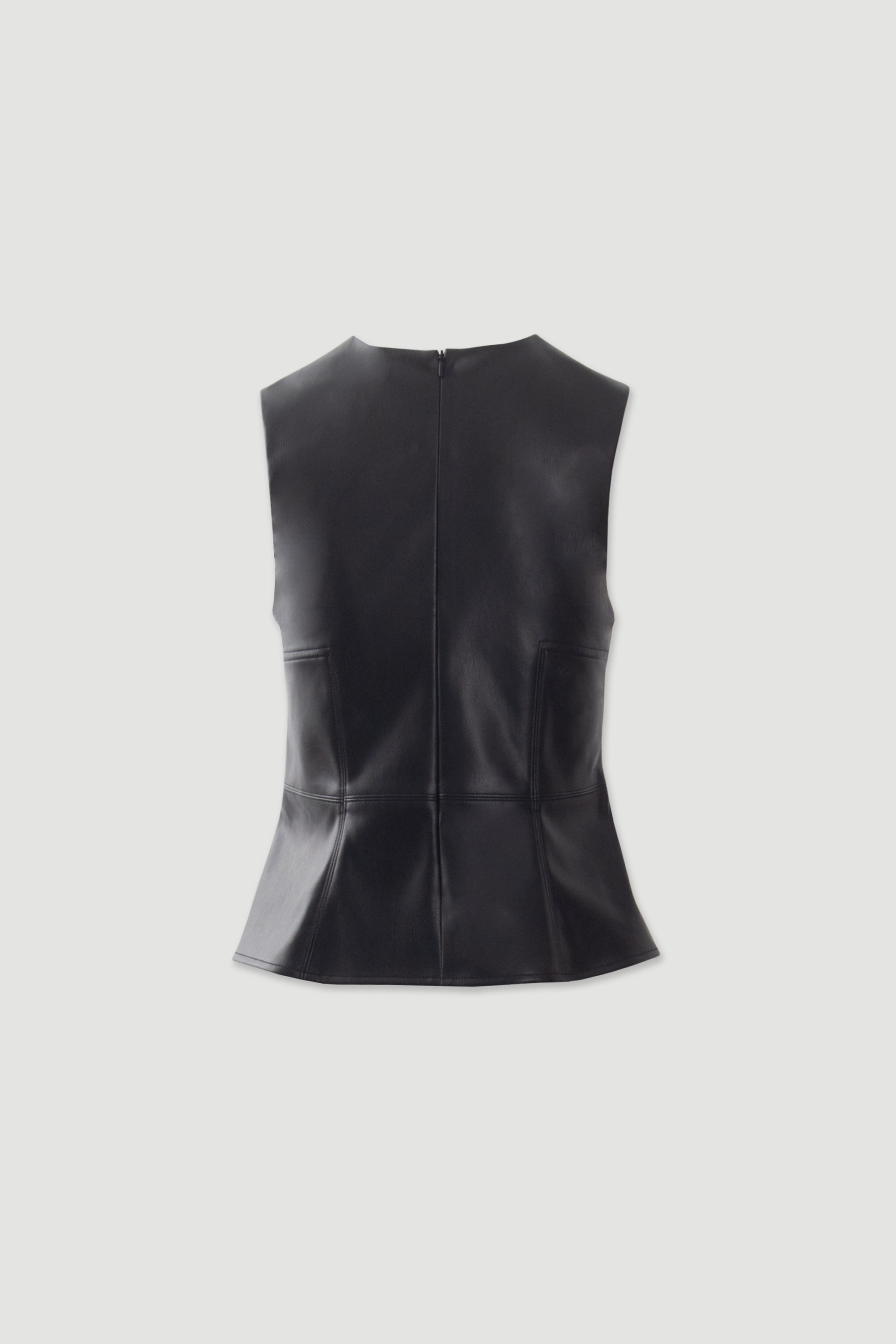 Top entallado efecto piel con detalle peplum