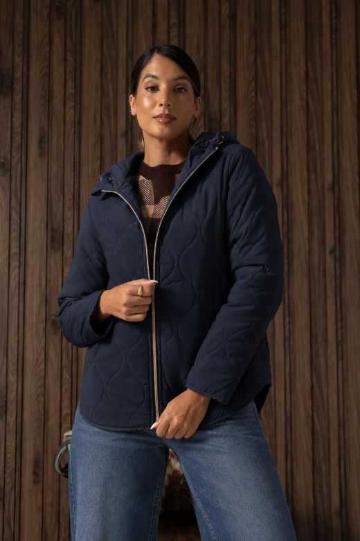 Parka revers�vel acolchoada com capuz