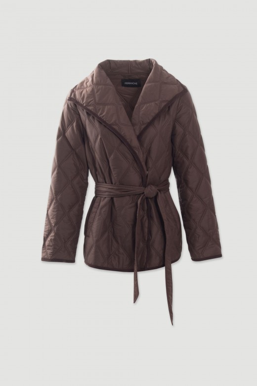 Parka acolchoada com cinto