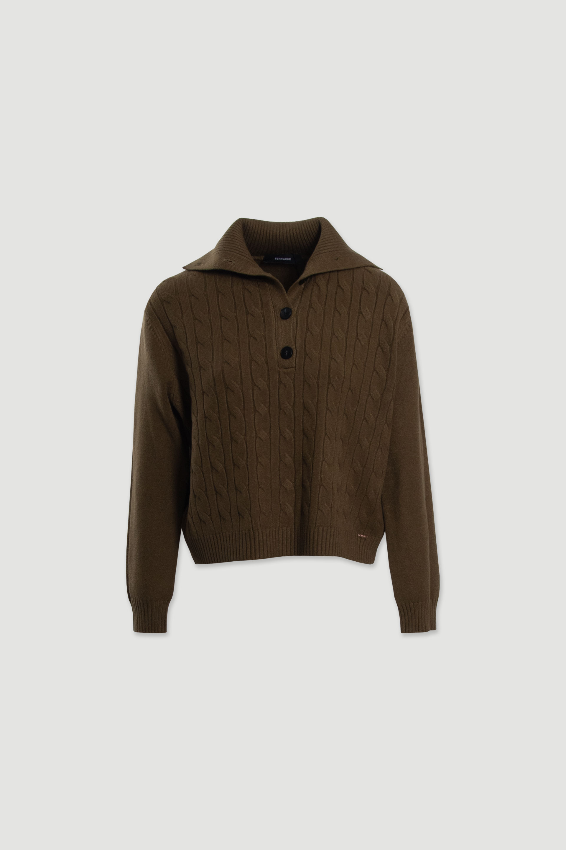 Camisola de malha entrançada com gola