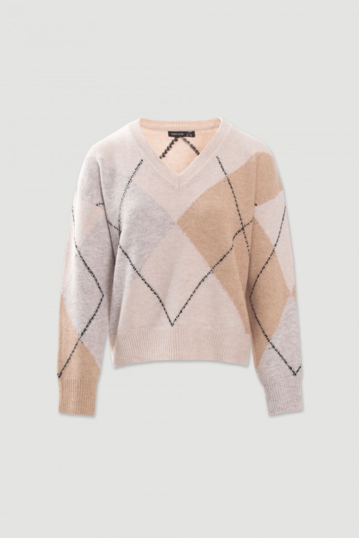 Pullover de punto con dibujo de rombos Pullover de punto con dibujo de rombos