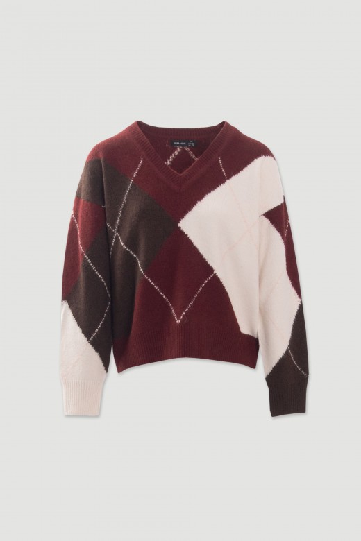 Pullover de punto con dibujo de rombos