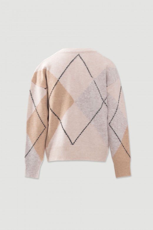 Pullover de punto con dibujo de rombos Pullover de punto con dibujo de rombos