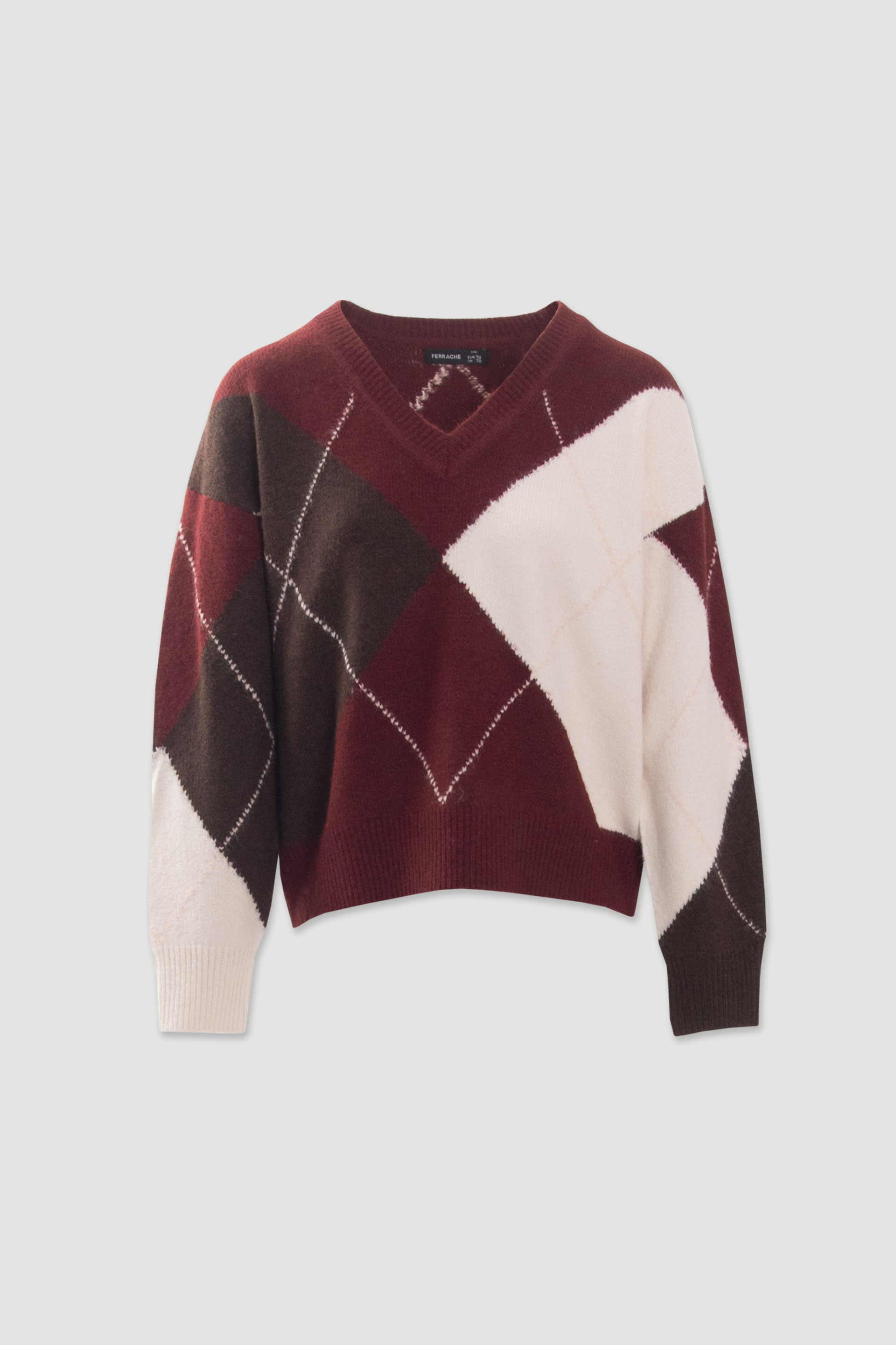 Pullover de punto con dibujo de rombos