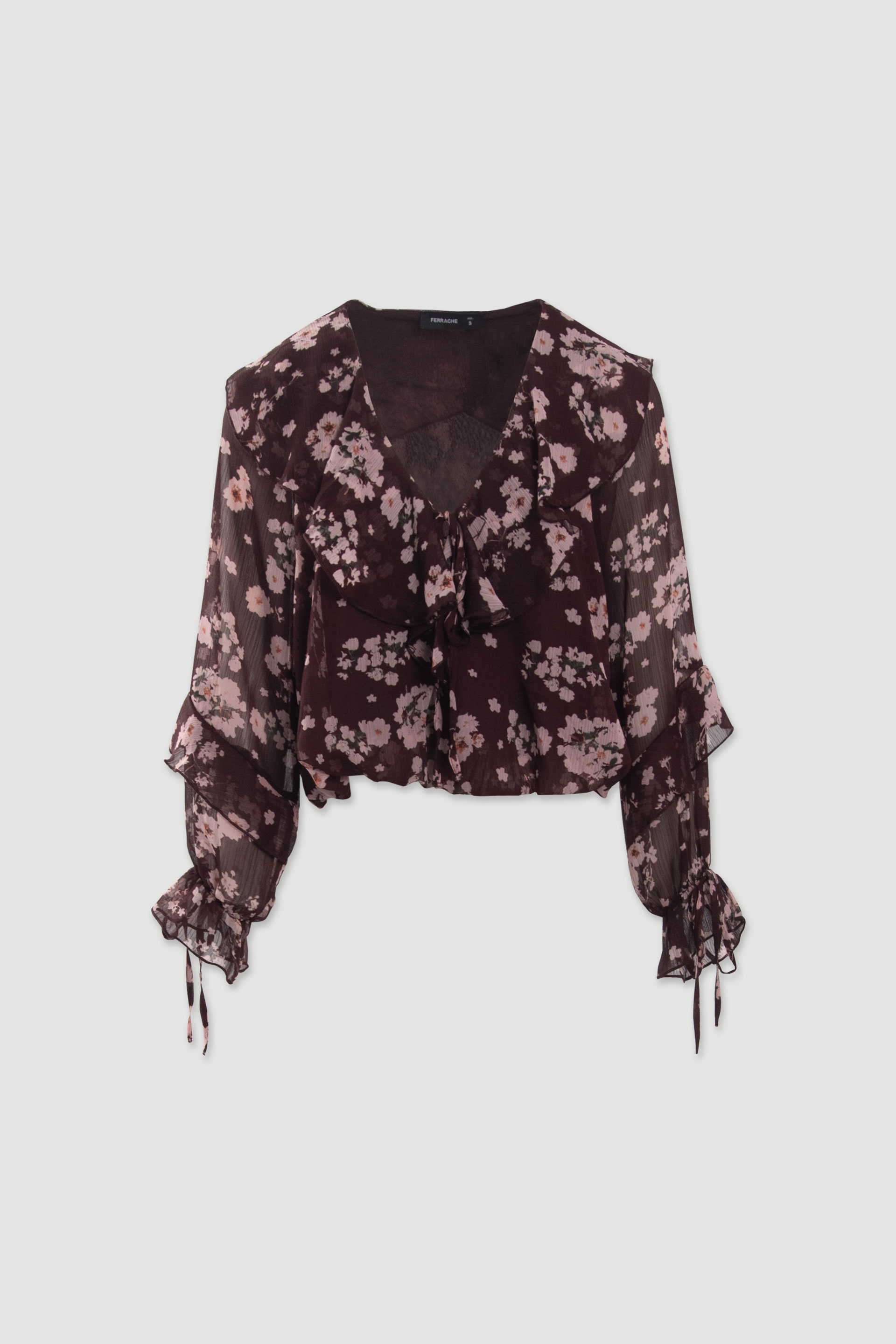 Blusa curta floral com laçada