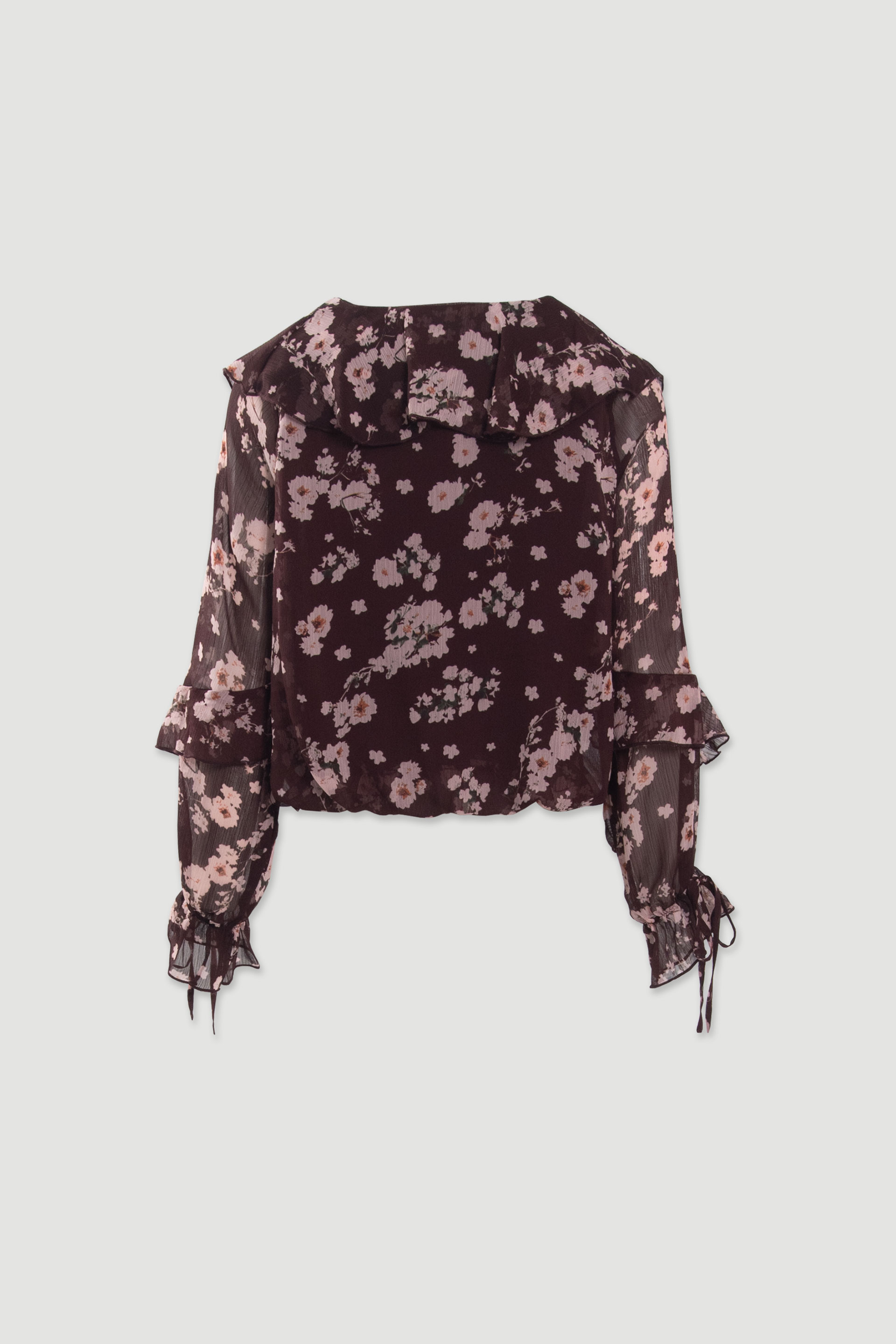 Blusa curta floral com laçada