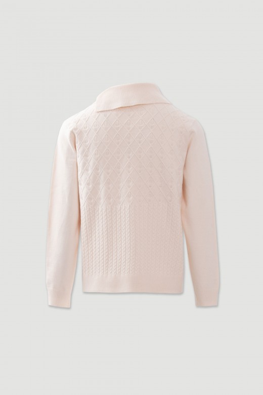 Camisola de malha trabalhada com gola ampla Camisola de malha trabalhada com gola ampla