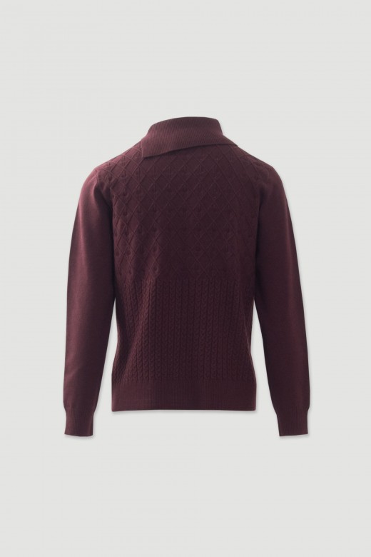 Camisola de malha trabalhada com gola ampla Camisola de malha trabalhada com gola ampla