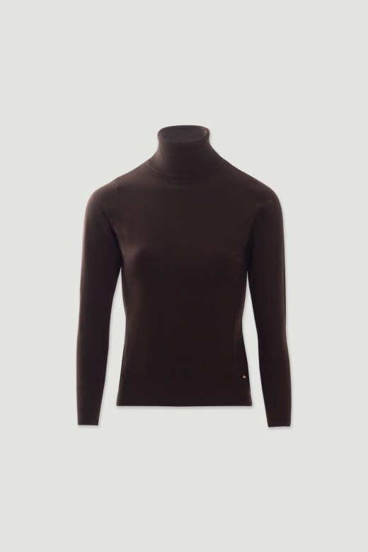 Camisola de malha com gola alta Camisola de malha com gola alta