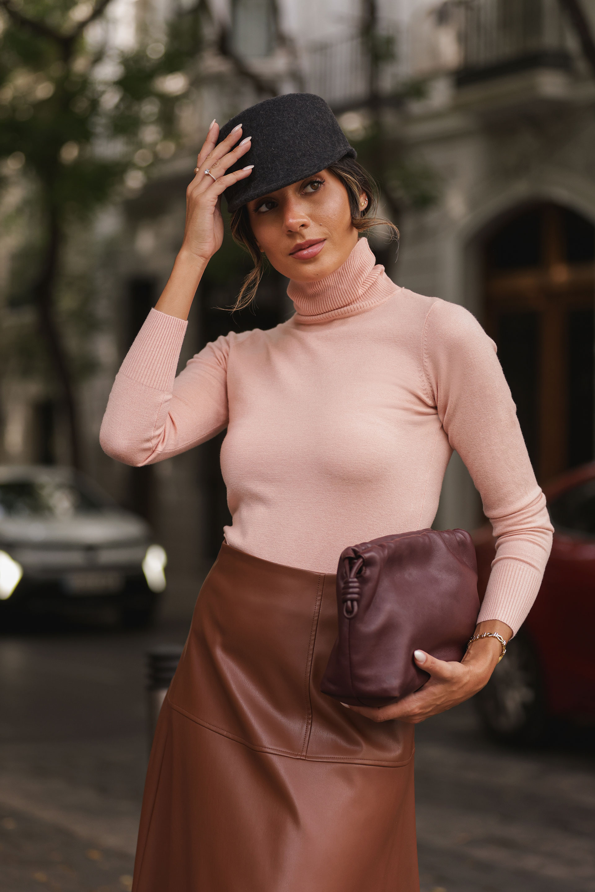 Camisola de malha com gola alta