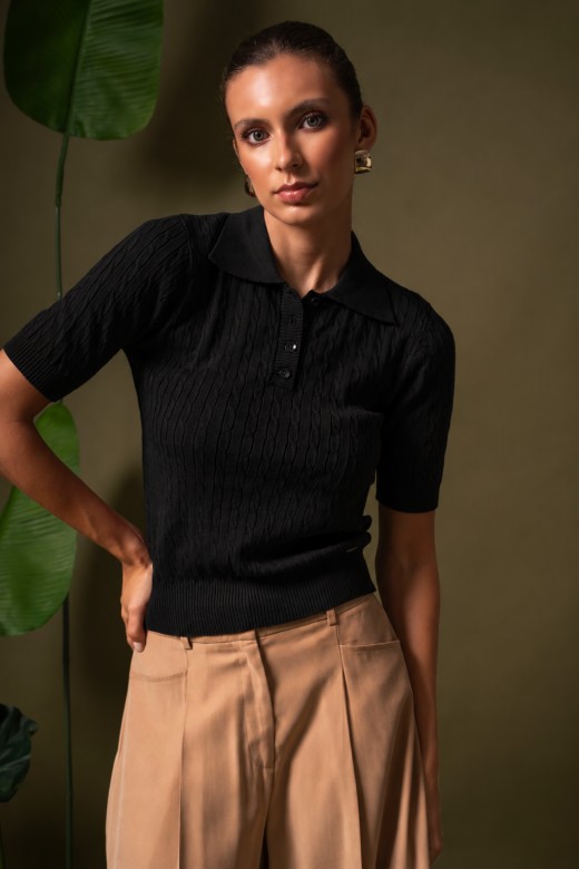 Polo de malha texturada